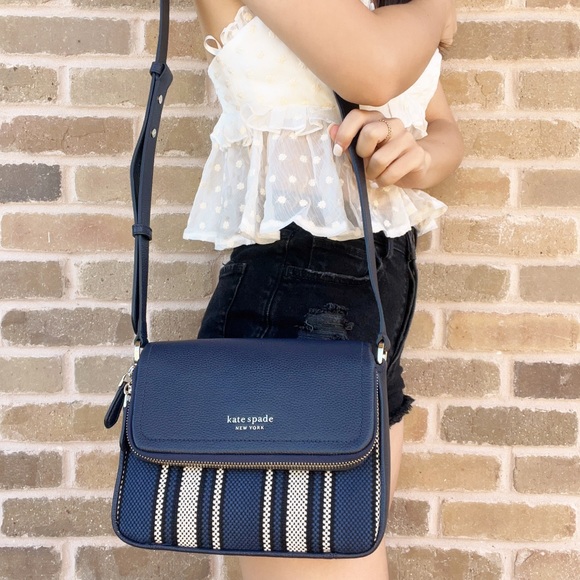 Kate Spade Run Around Stripe Large Flap Crossbody - Picture 2 of 6